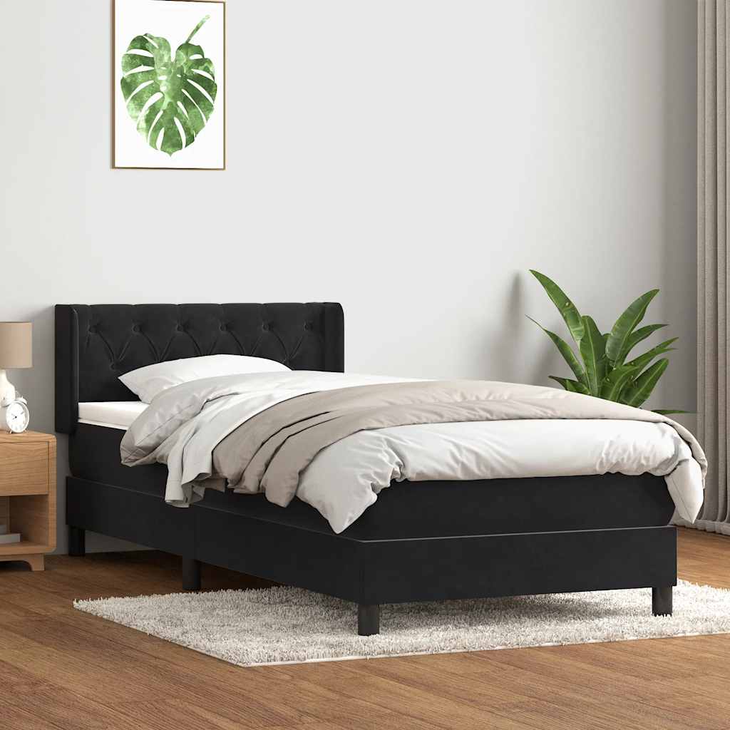 Boxspring met matras fluweel zwart 80x220 cm