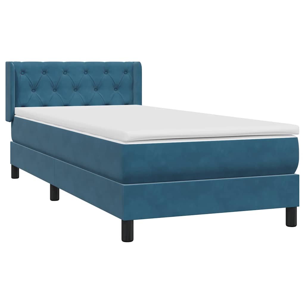 Boxspring met matras fluweel donkerblauw 80x220 cm