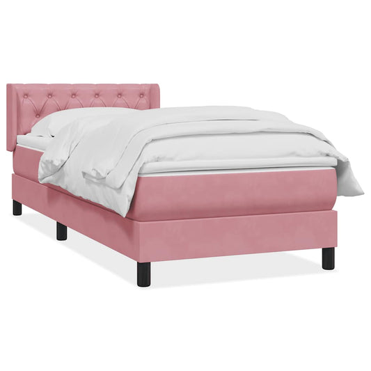 Boxspring met matras fluweel roze 80x220 cm