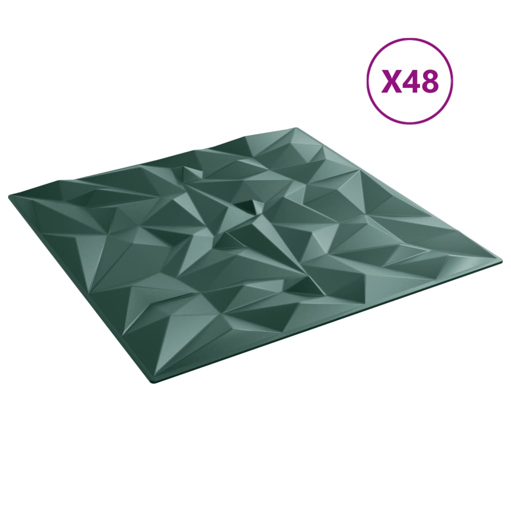 48 st Wandpanelen amethist 12 m² 50x50 cm XPS groen