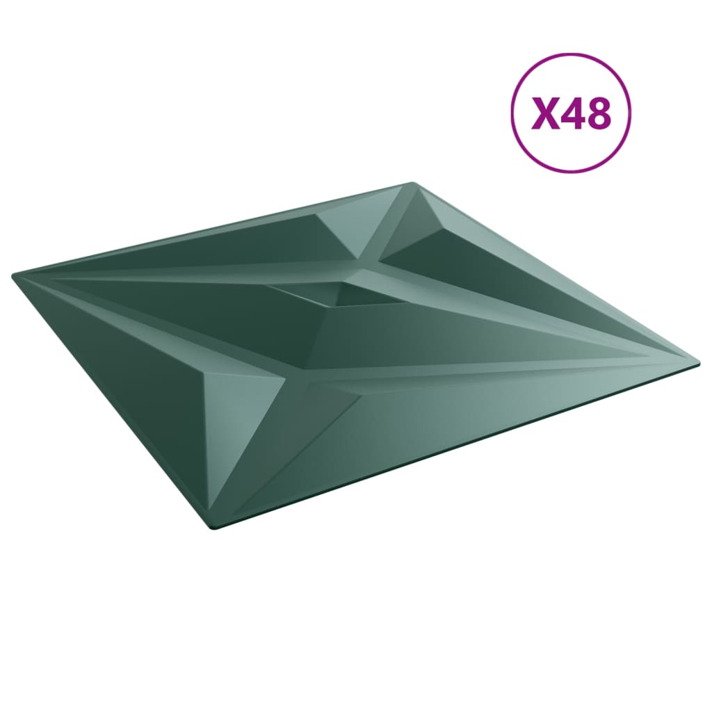 48 st Wandpanelen ster 12 m² 50x50 cm XPS groen