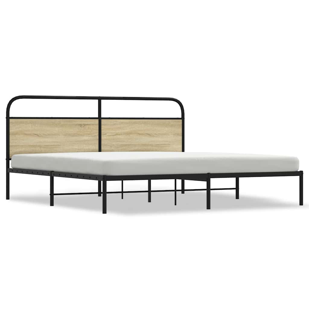 Bedframe zonder matras metaal sonoma eikenkleurig 183x213 cm