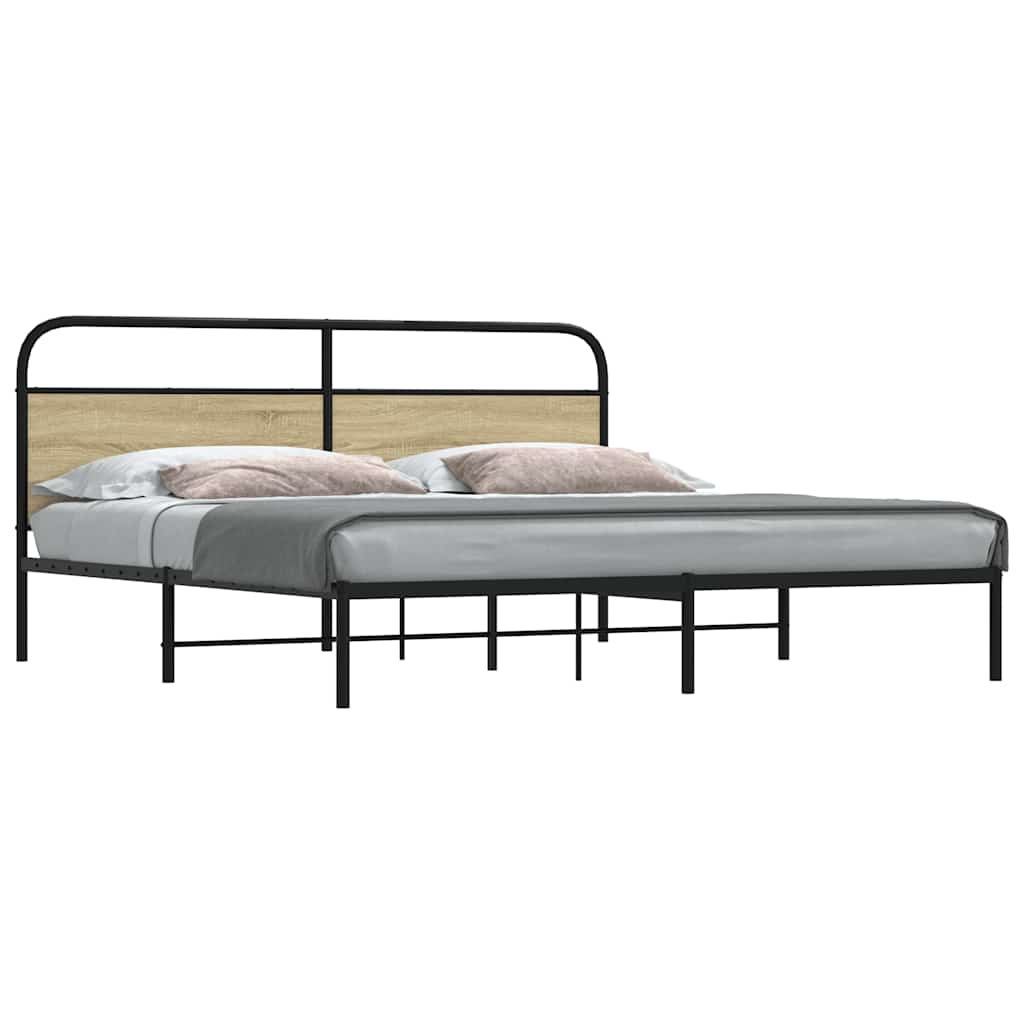 Bedframe zonder matras metaal sonoma eikenkleurig 183x213 cm