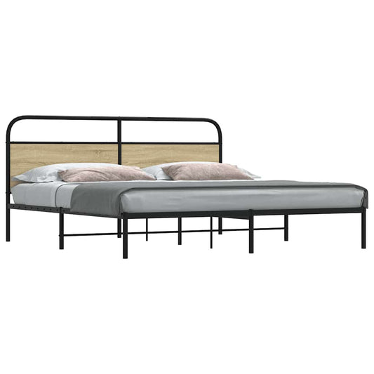 Bedframe zonder matras metaal sonoma eikenkleurig 183x213 cm