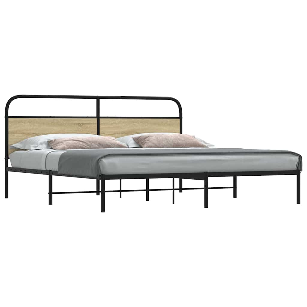 Bedframe zonder matras metaal sonoma eikenkleurig 193x203 cm