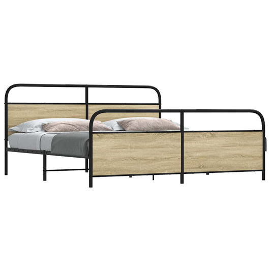 Bedframe zonder matras metaal sonoma eikenkleurig 180x200 cm