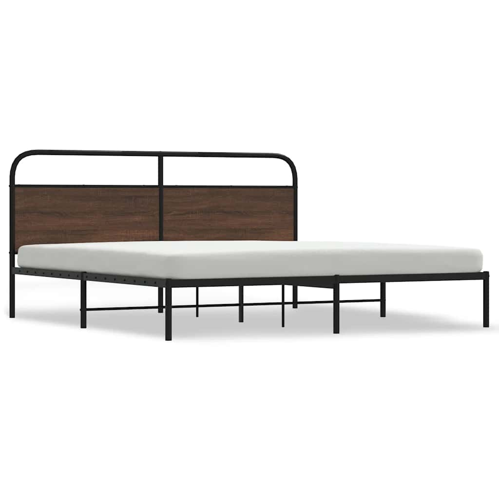 Bedframe zonder matras metaal bruin eikenkleur 183x213 cm