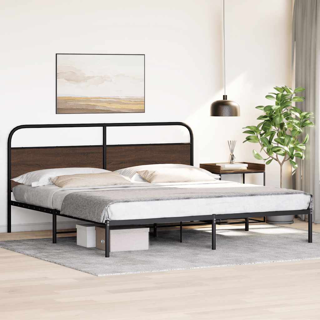 Bedframe zonder matras metaal bruin eikenkleur 183x213 cm