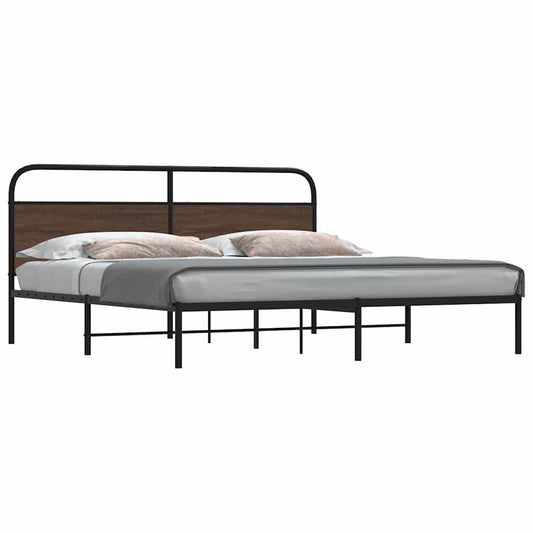 Bedframe zonder matras metaal bruin eikenkleur 183x213 cm