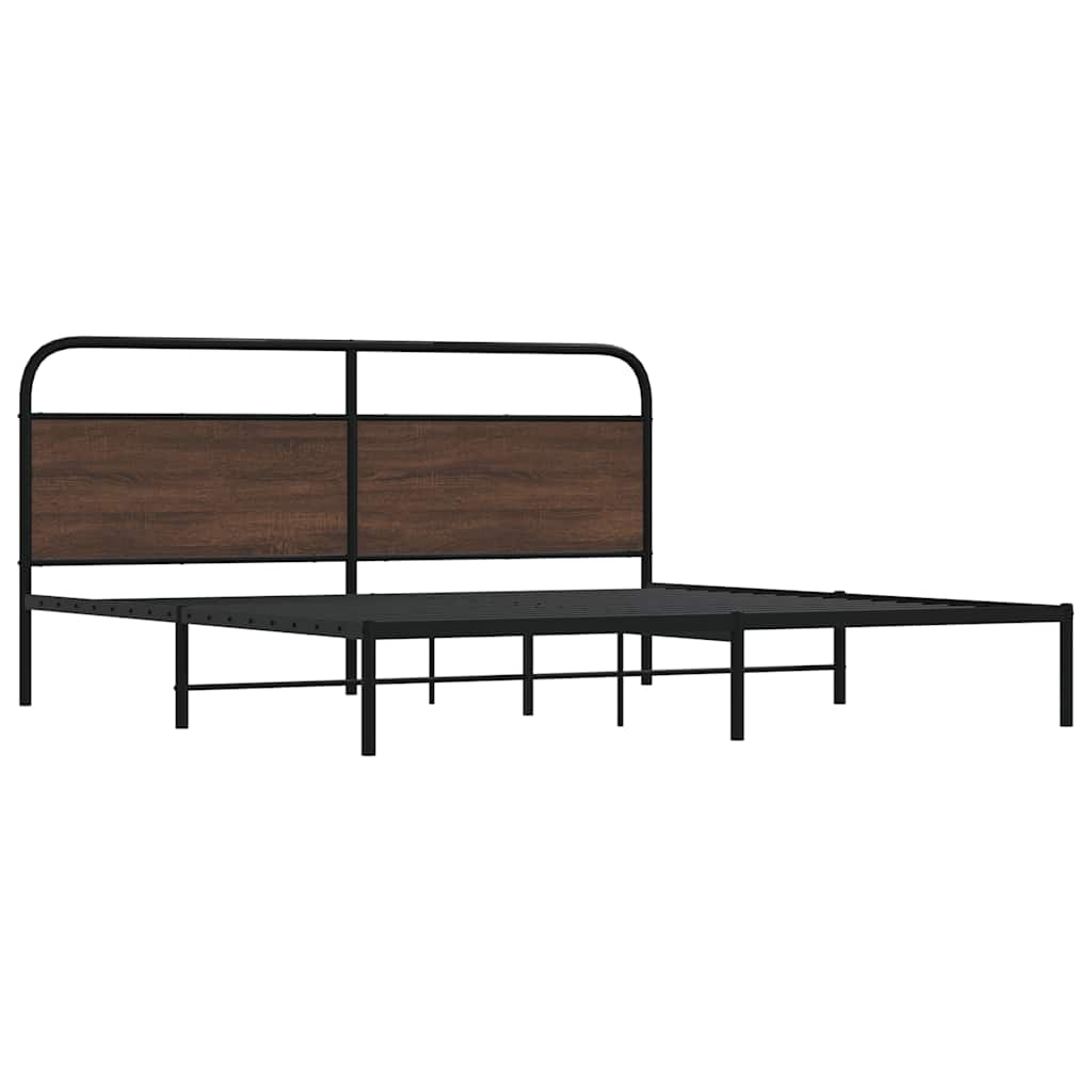 Bedframe zonder matras metaal bruin eikenkleur 193x203 cm