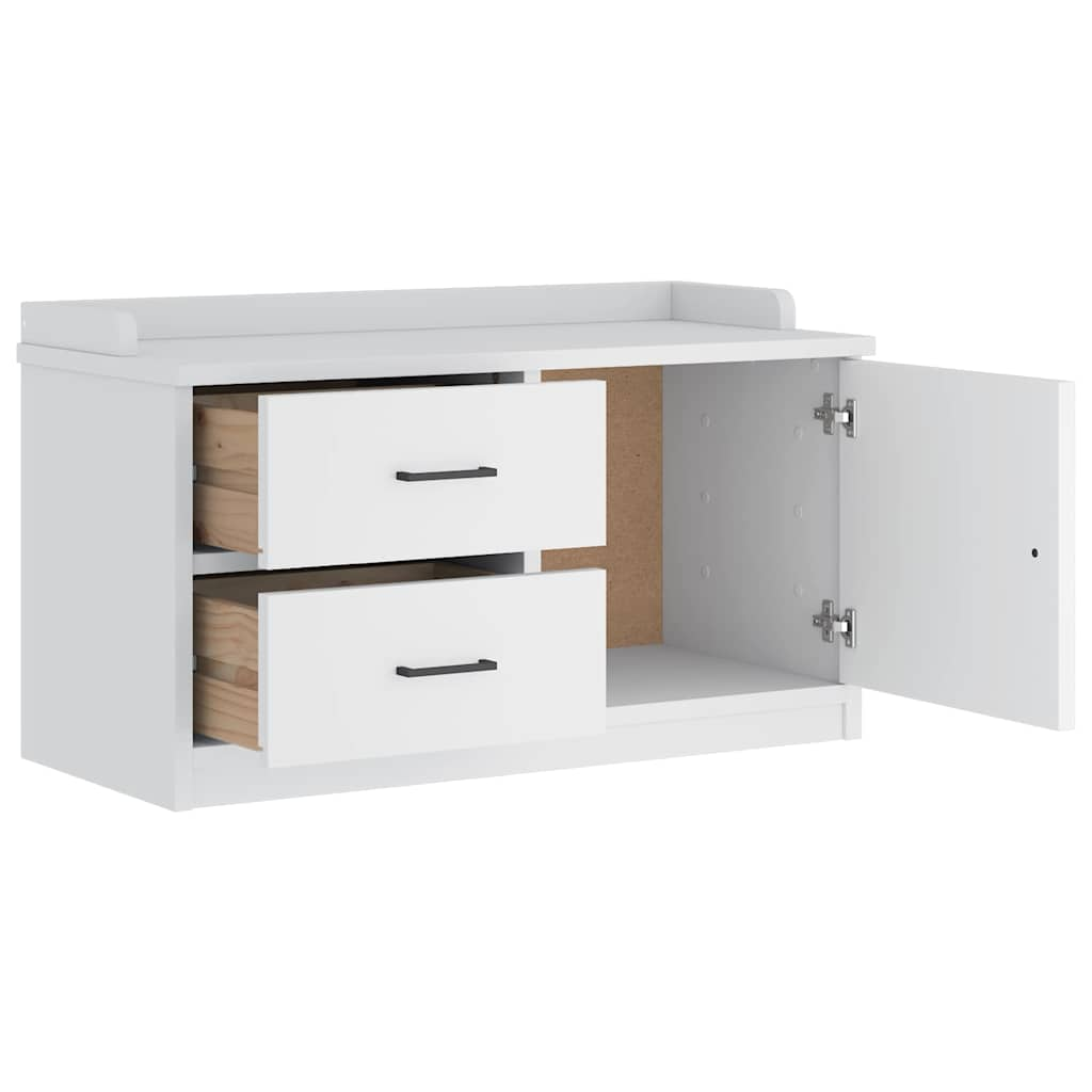 Gangbankje SANDNES wit 87x40x50 cm massief grenenhout