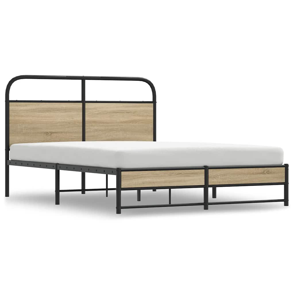 Bedframe zonder matras bewerkt hout gerookt eiken 140x190 cm