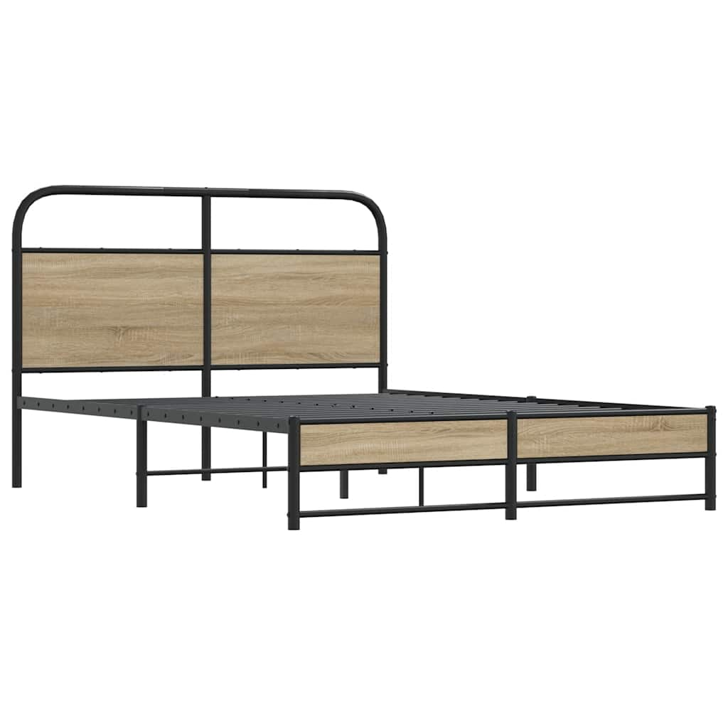 Bedframe zonder matras bewerkt hout gerookt eiken 140x190 cm