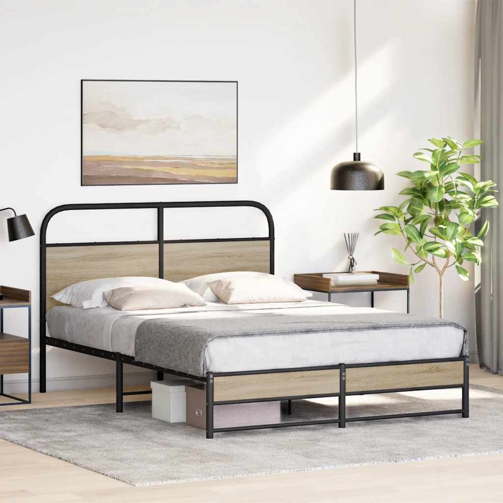 Bedframe zonder matras bewerkt hout gerookt eiken 140x190 cm