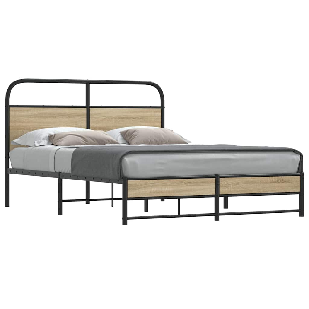 Bedframe zonder matras bewerkt hout gerookt eiken 140x190 cm