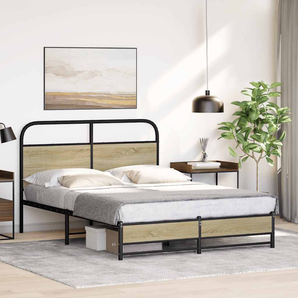 Bedframe zonder matras bewerkt hout sonoma eikenkleur 140x190cm