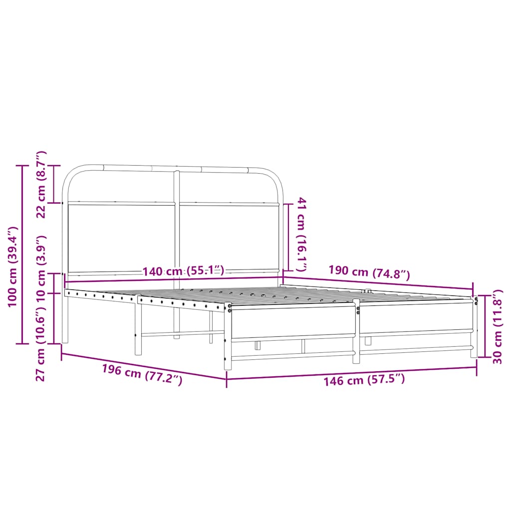 Bedframe zonder matras bewerkt hout sonoma eikenkleur 140x190cm