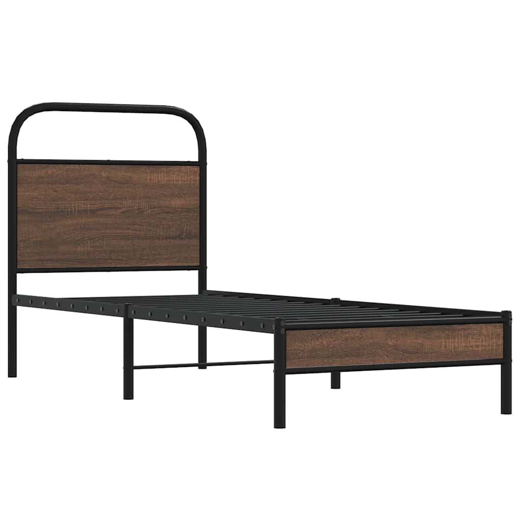 Bedframe zonder matras bewerkt hout bruin eikenkleur 75x190 cm