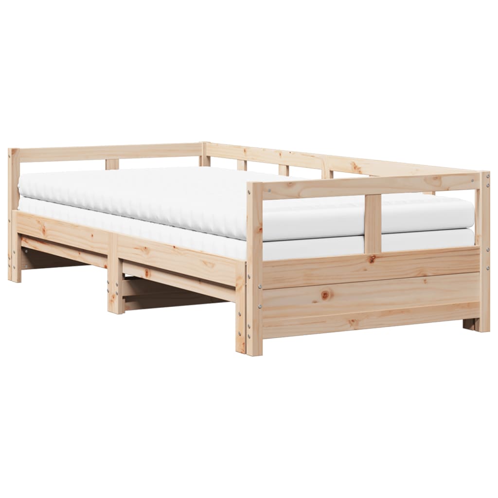 Slaapbank met onderschuifbed en matras 90x190 cm grenenhout Bedden & bedframes | Creëer jouw Trendy Thuis | Gratis bezorgd & Retour | Trendy.nl