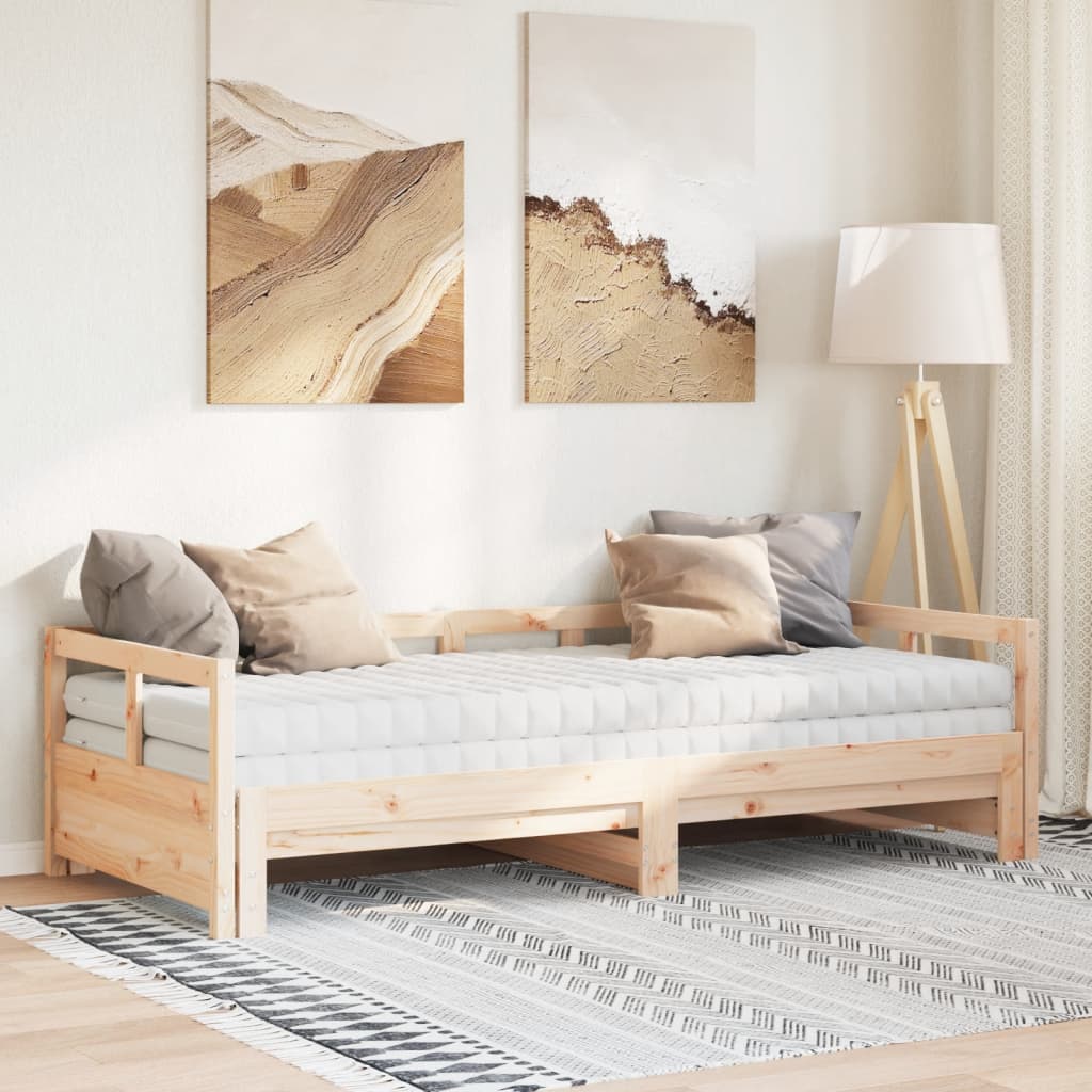 Slaapbank met onderschuifbed en matras 90x190 cm grenenhout Bedden & bedframes | Creëer jouw Trendy Thuis | Gratis bezorgd & Retour | Trendy.nl