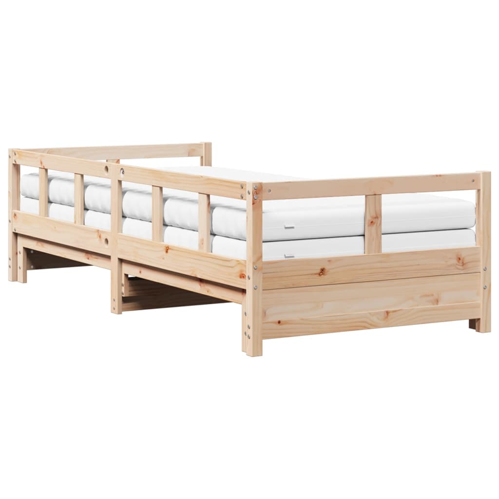 Slaapbank met onderschuifbed en matras 90x190 cm grenenhout Bedden & bedframes | Creëer jouw Trendy Thuis | Gratis bezorgd & Retour | Trendy.nl