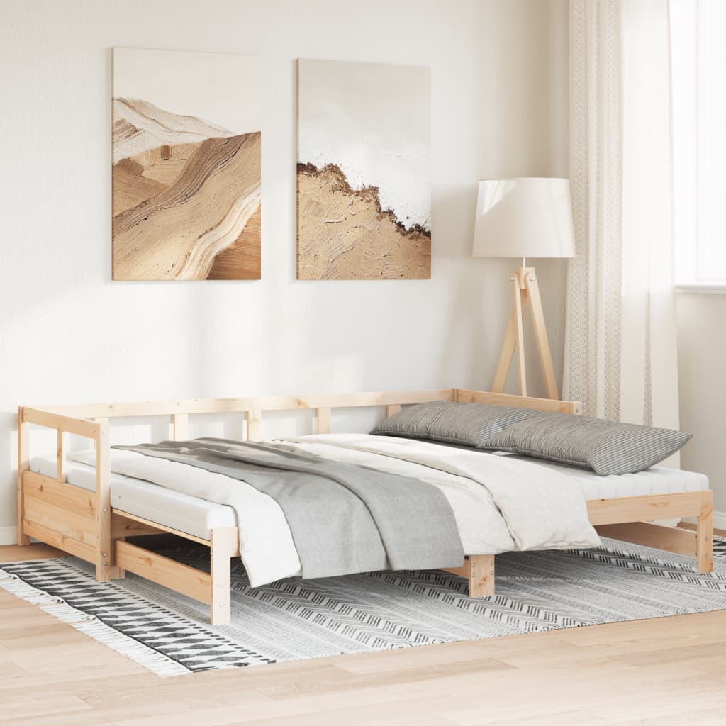 Slaapbank met onderschuifbed en matras 90x190 cm grenenhout Bedden & bedframes | Creëer jouw Trendy Thuis | Gratis bezorgd & Retour | Trendy.nl