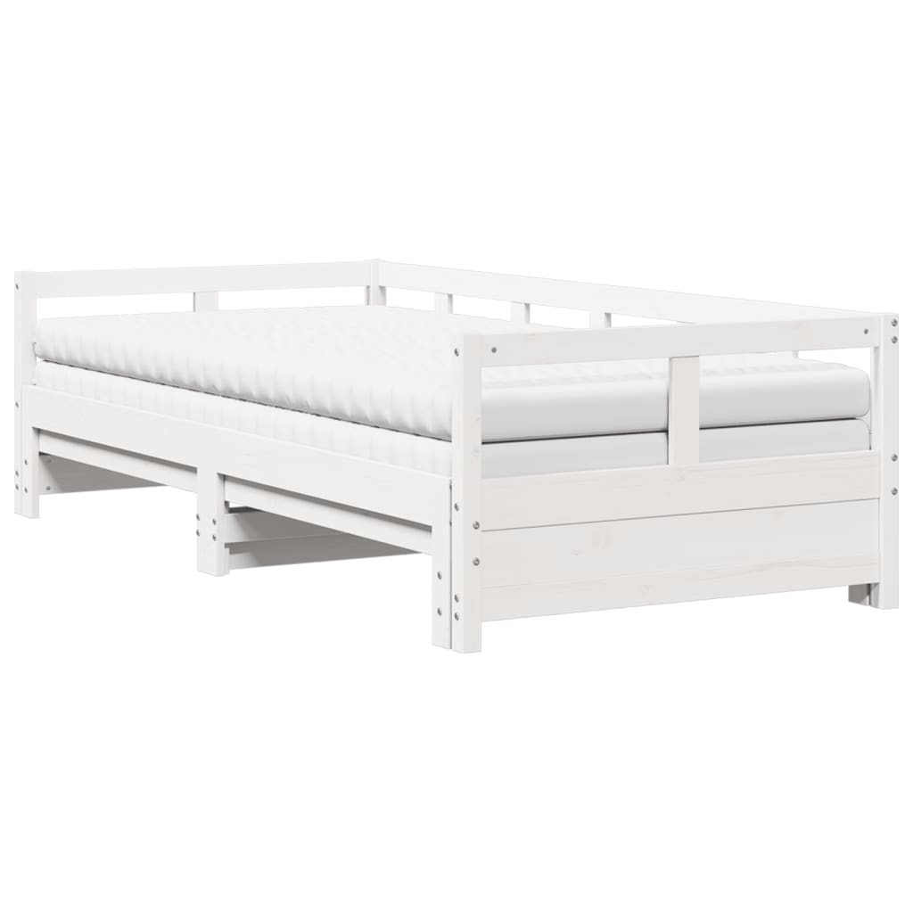 Slaapbank met onderschuifbed en matras 90x190 cm grenenhout wit Bedden & bedframes | Creëer jouw Trendy Thuis | Gratis bezorgd & Retour | Trendy.nl