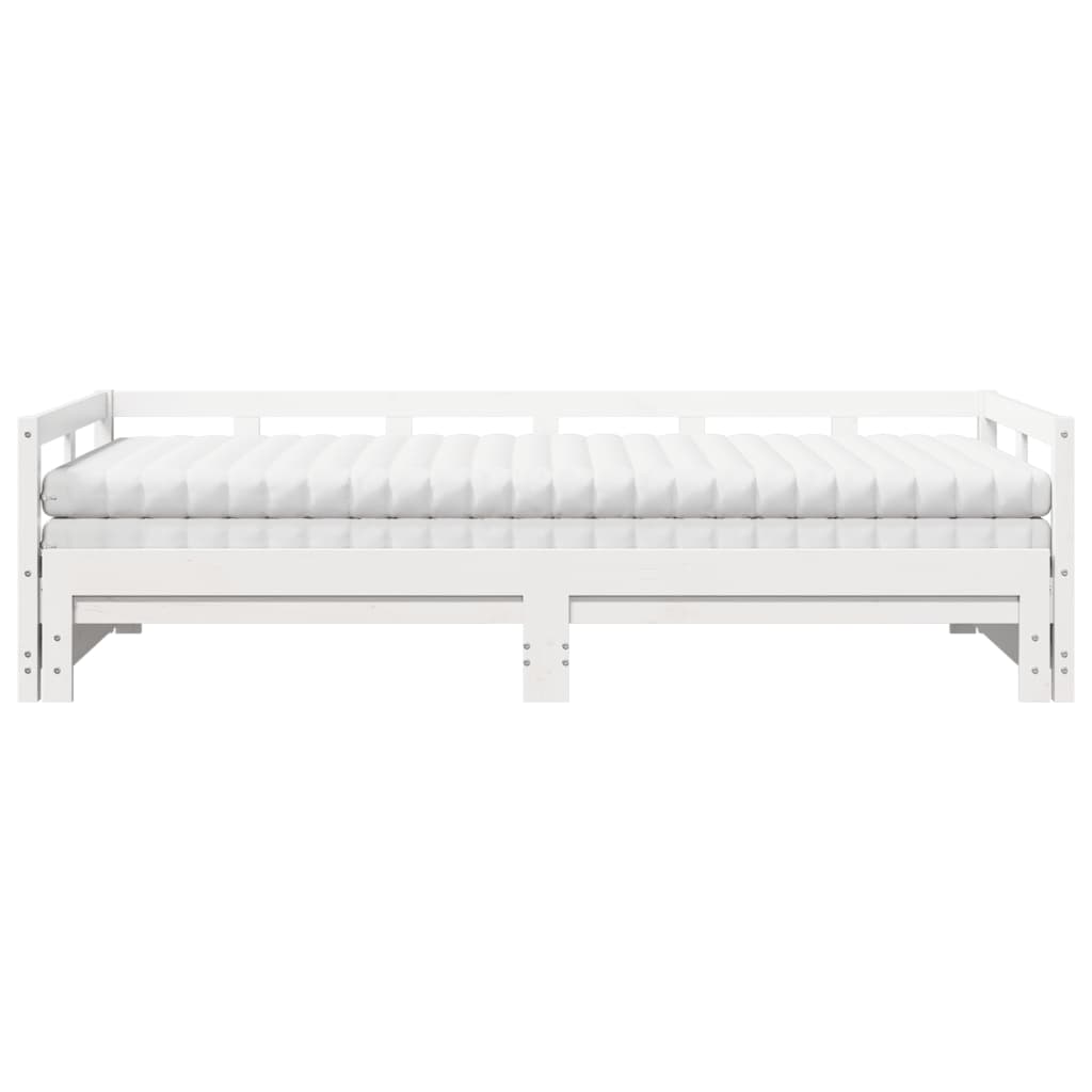 Slaapbank met onderschuifbed en matras 90x190 cm grenenhout wit Bedden & bedframes | Creëer jouw Trendy Thuis | Gratis bezorgd & Retour | Trendy.nl