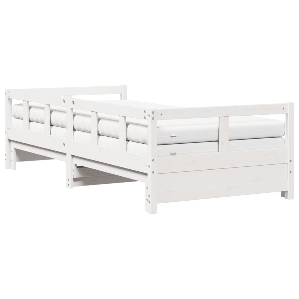 Slaapbank met onderschuifbed en matras 90x190 cm grenenhout wit Bedden & bedframes | Creëer jouw Trendy Thuis | Gratis bezorgd & Retour | Trendy.nl