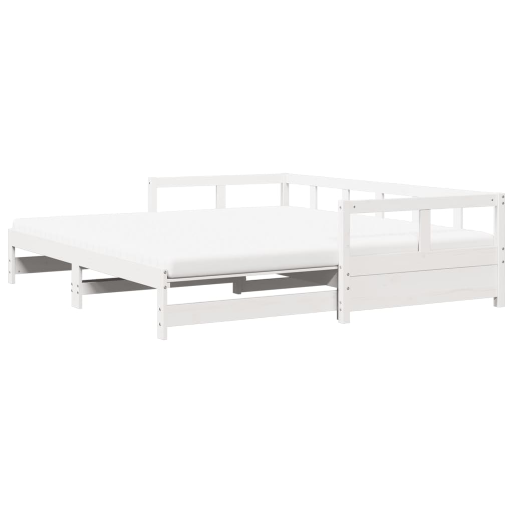 Slaapbank met onderschuifbed en matras 90x190 cm grenenhout wit Bedden & bedframes | Creëer jouw Trendy Thuis | Gratis bezorgd & Retour | Trendy.nl