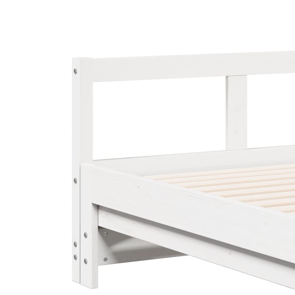 Slaapbank met onderschuifbed en matras 90x190 cm grenenhout wit Bedden & bedframes | Creëer jouw Trendy Thuis | Gratis bezorgd & Retour | Trendy.nl