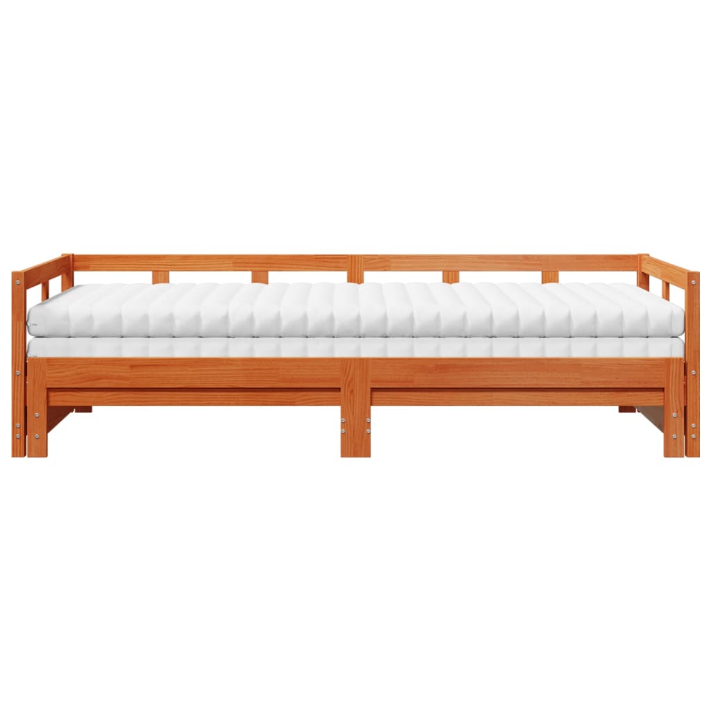 Slaapbank onderschuifbed matras 90x190 cm grenenhout wasbruin Bedden & bedframes | Creëer jouw Trendy Thuis | Gratis bezorgd & Retour | Trendy.nl