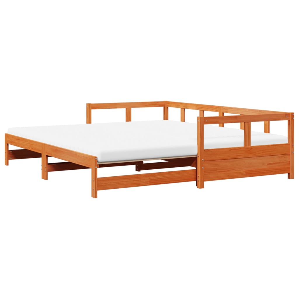 Slaapbank onderschuifbed matras 90x190 cm grenenhout wasbruin Bedden & bedframes | Creëer jouw Trendy Thuis | Gratis bezorgd & Retour | Trendy.nl