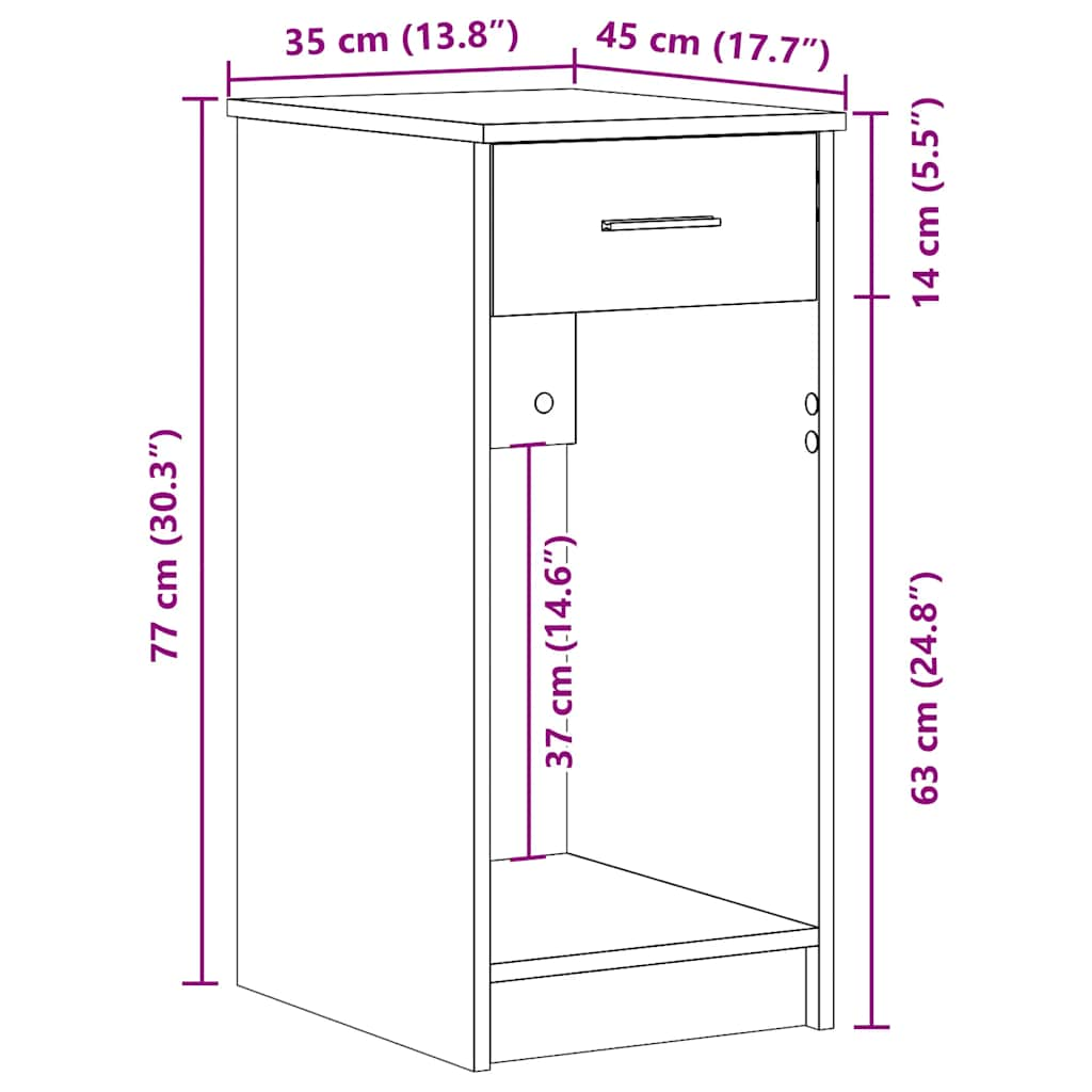 Computertorenstandaard met lade 35x45x77 cm wit