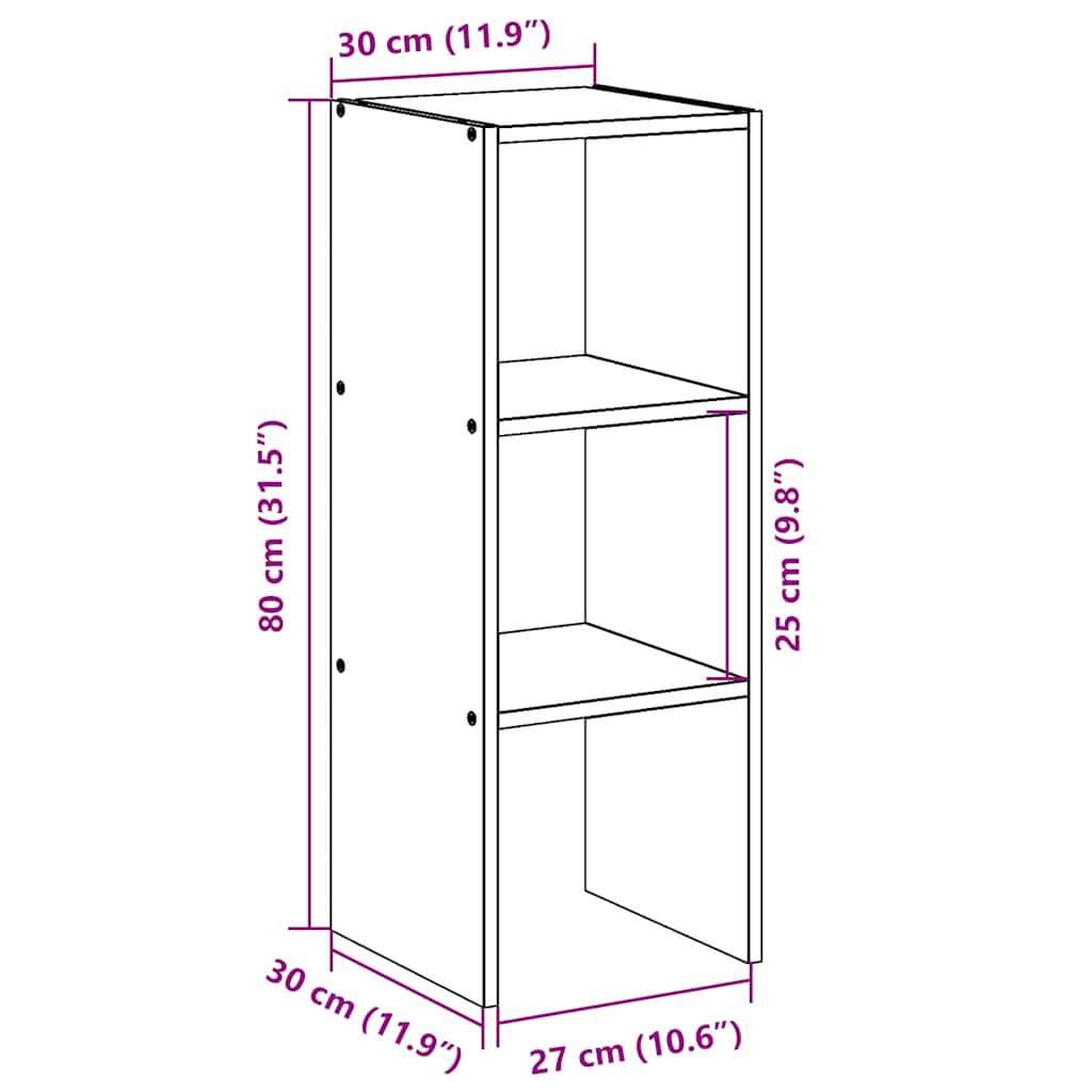 Boekenkast stapelbaar 30x30x80 cm bewerkt hout wit