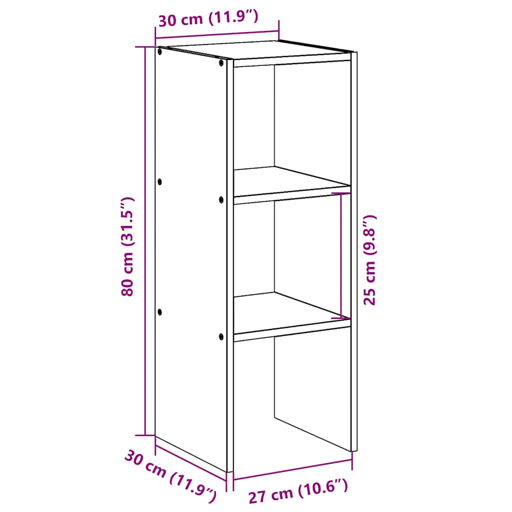 Boekenkast stapelbaar 30x30x80 cm bewerkt hout gerookt eiken