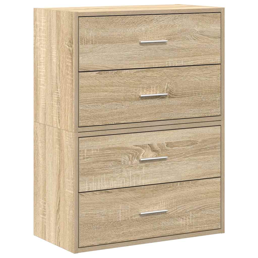 Kasten met 2 lades 2 st 60x31x40 cm bewerkt hout sonoma eiken