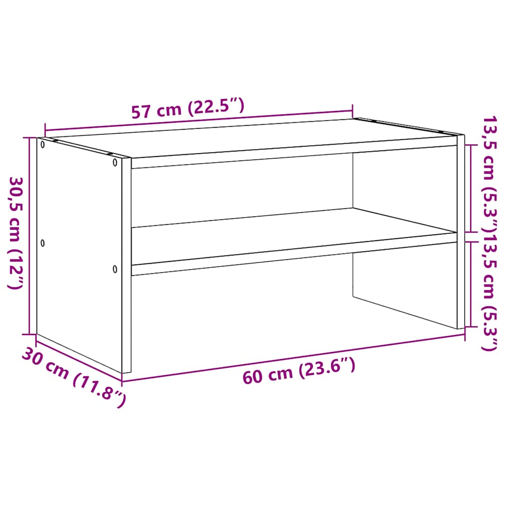 Schoenenrek stapelbaar 60x30x30,5 cm wit