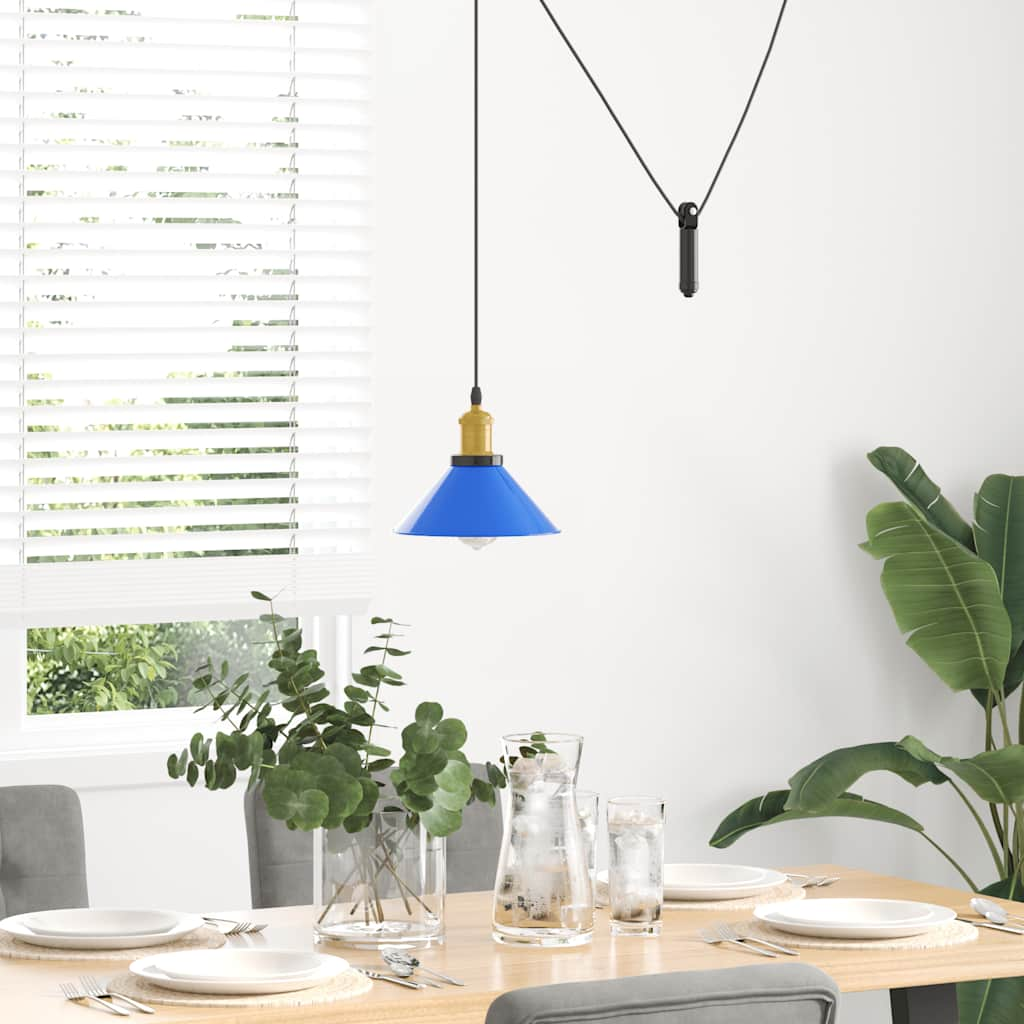 Hanglamp in hoogte verstelbaar E27 Ø22 cm metaal donkerblauw