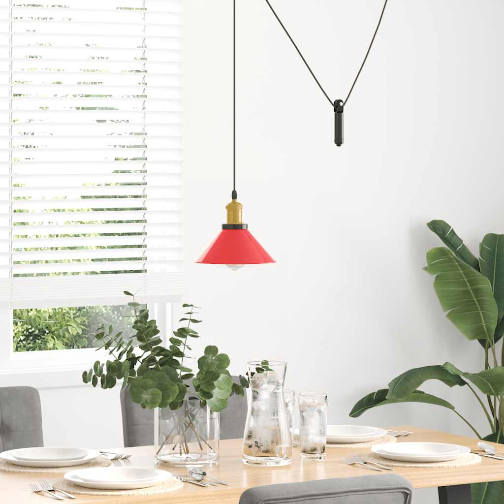 Hanglamp in hoogte verstelbaar E27 Ø22 cm metaal glanzend rood