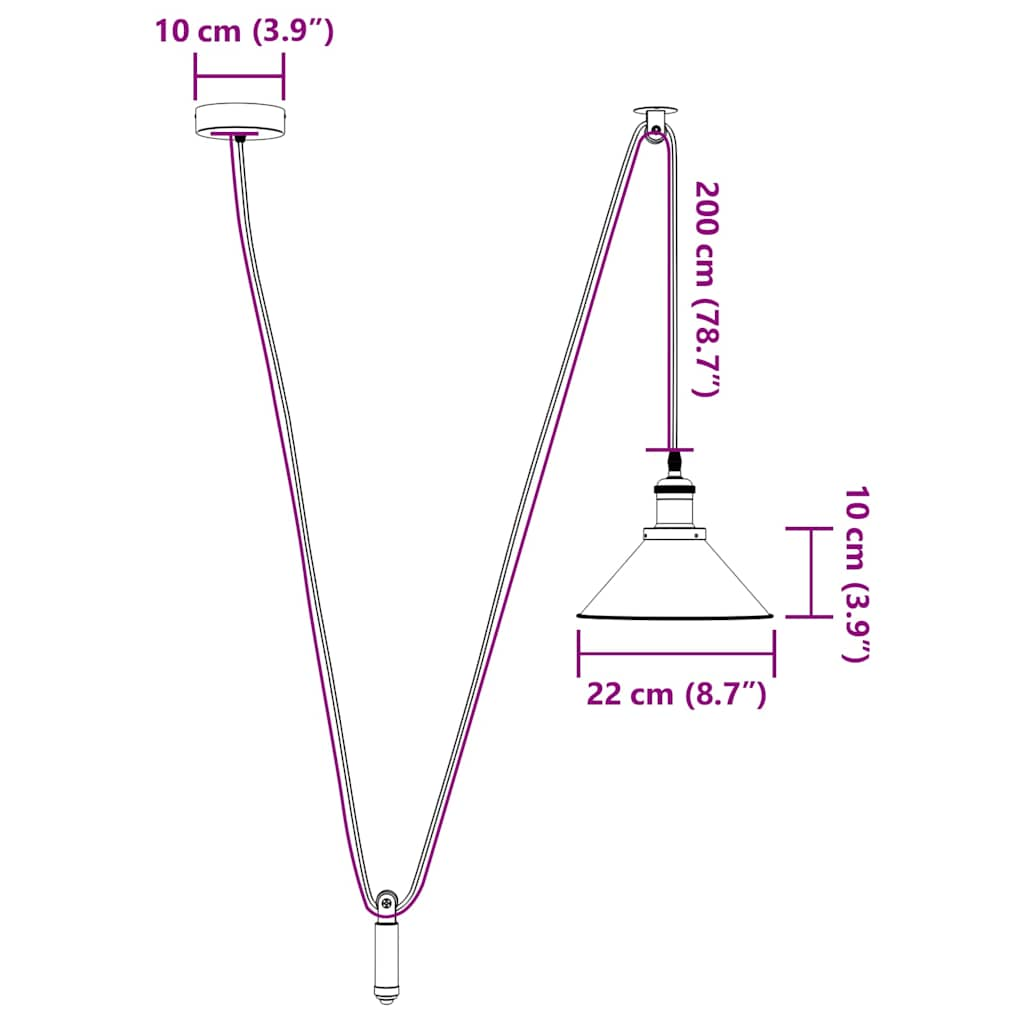 Hanglamp in hoogte verstelbaar E27 Ø22 cm metaal glanzend rood