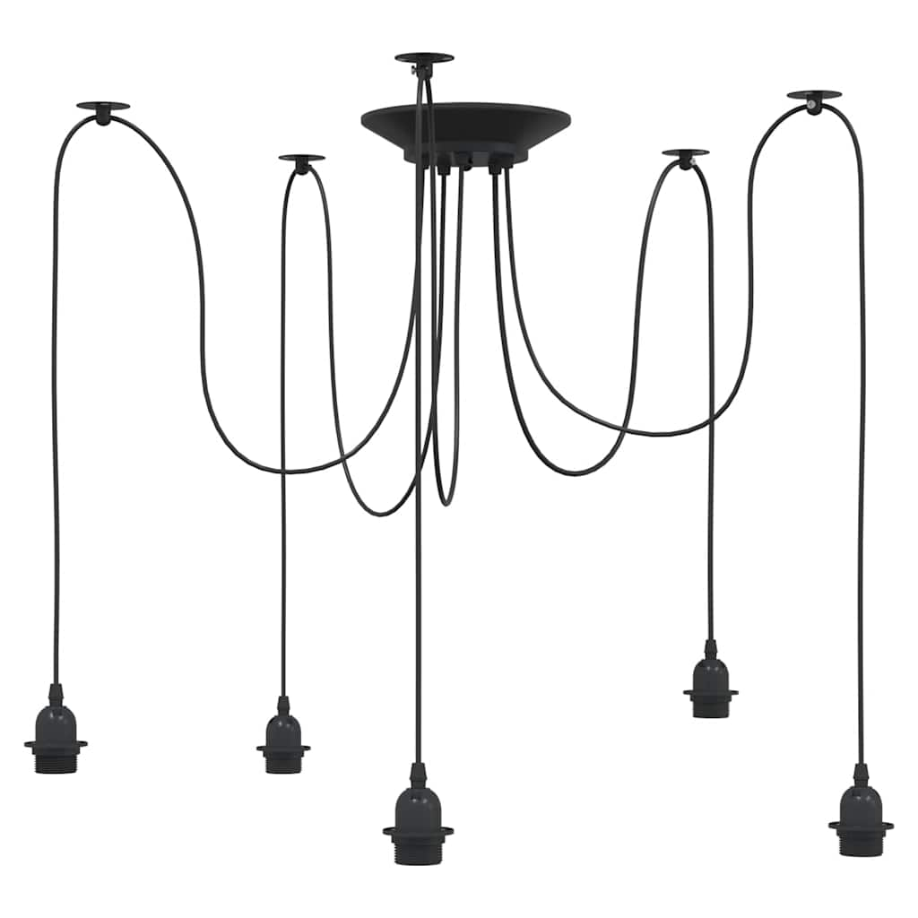 Hanglamp met 5 lamphouders E27 metaal zwart