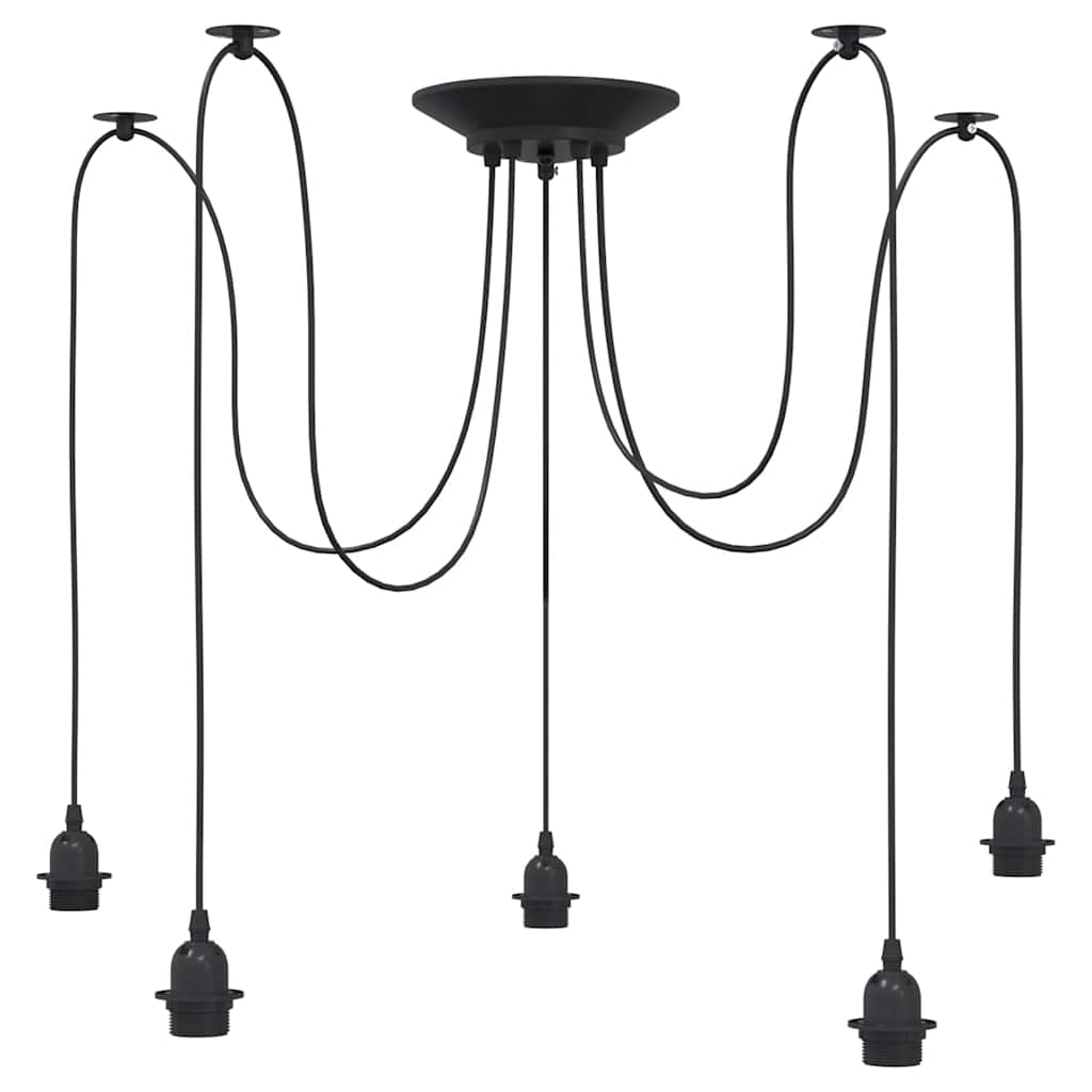 Hanglamp met 5 lamphouders E27 metaal zwart