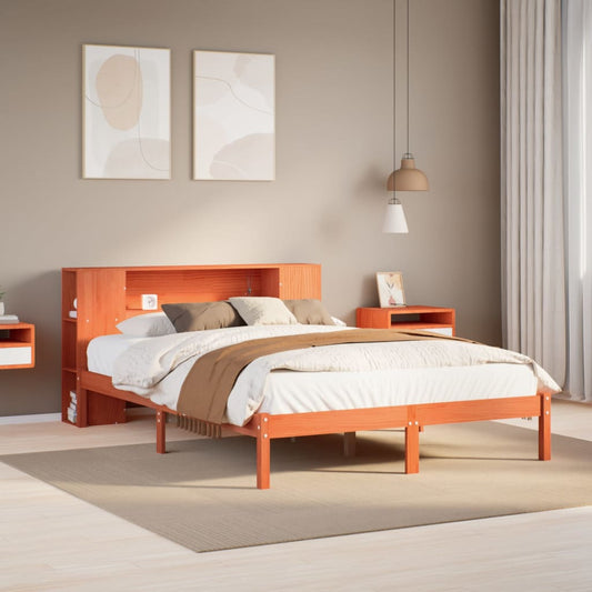 Bed met boekenkast zonder matras grenenhout wasbruin 140x190 cm Bedden & bedframes | Creëer jouw Trendy Thuis | Gratis bezorgd & Retour | Trendy.nl