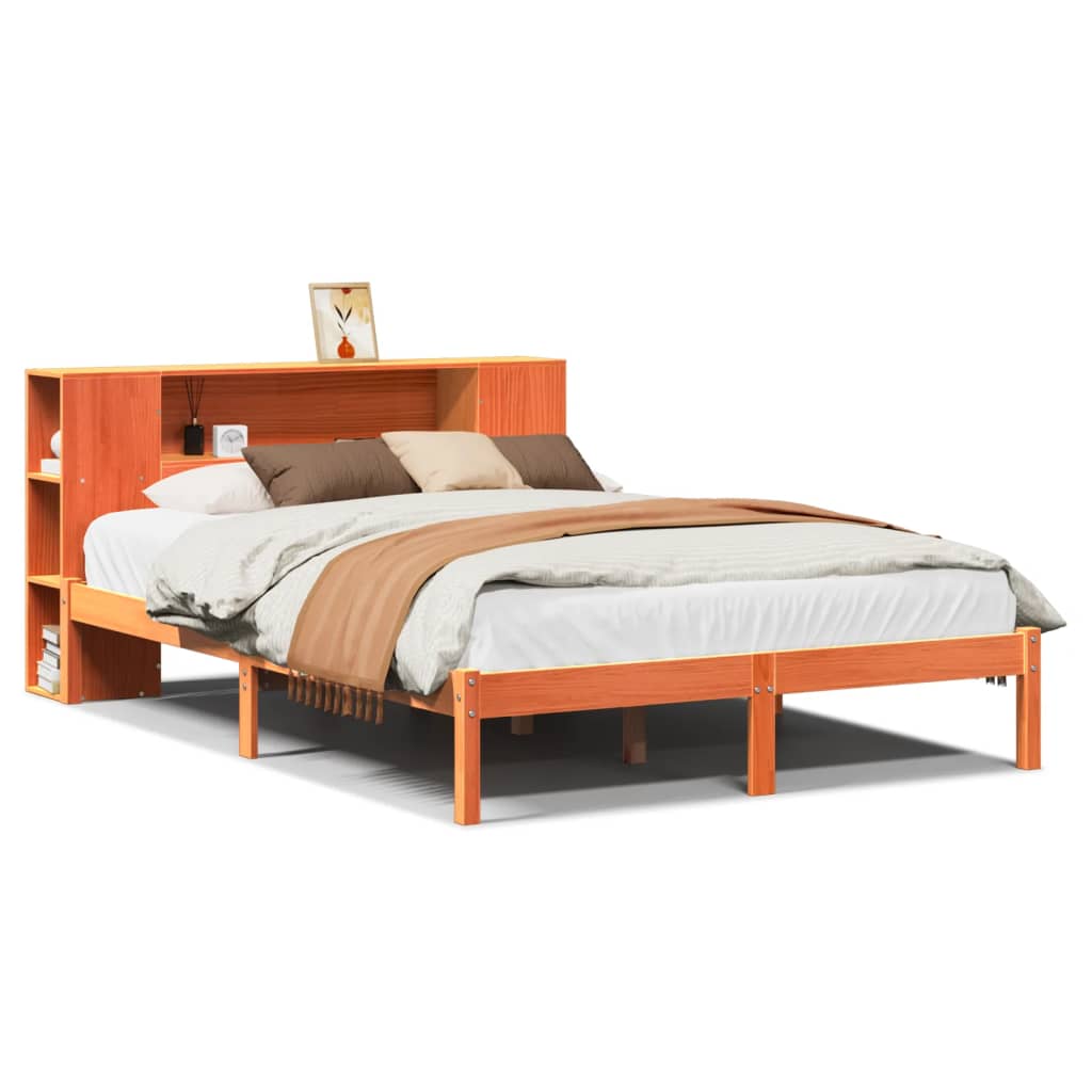 Bed met boekenkast zonder matras grenenhout wasbruin 150x200 cm Bedden & bedframes | Creëer jouw Trendy Thuis | Gratis bezorgd & Retour | Trendy.nl