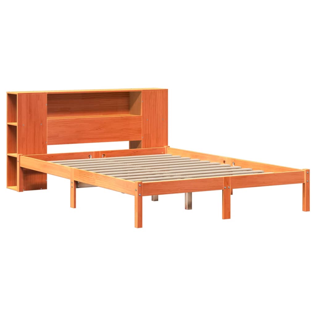 Bed met boekenkast zonder matras grenenhout wasbruin 150x200 cm Bedden & bedframes | Creëer jouw Trendy Thuis | Gratis bezorgd & Retour | Trendy.nl