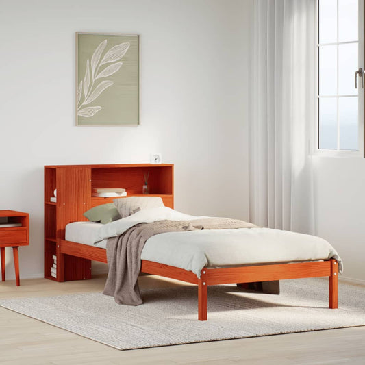 vidaXLBed met boekenkast zonder matras grenenhout wasbruin 90x190 cm Bedden & bedframes | Creëer jouw Trendy Thuis | Gratis bezorgd & Retour | Trendy.nl