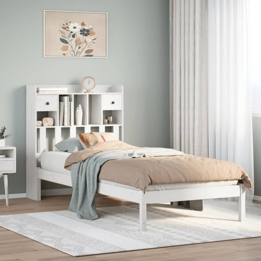 Bed met boekenkast zonder matras grenenhout wit 90x190 cm Bedden & bedframes | Creëer jouw Trendy Thuis | Gratis bezorgd & Retour | Trendy.nl