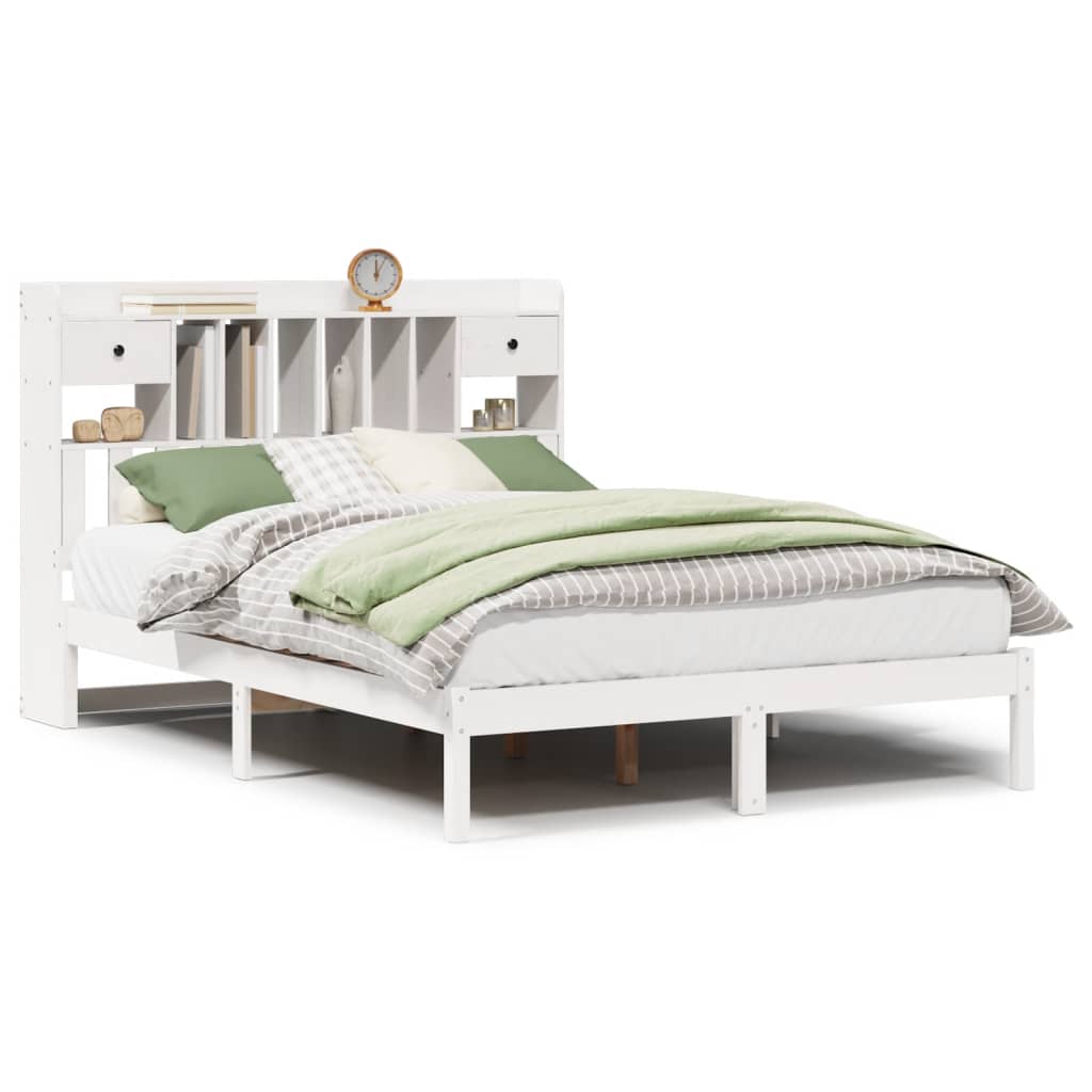 Bed met boekenkast zonder matras grenenhout wit 140x190 cm Bedden & bedframes | Creëer jouw Trendy Thuis | Gratis bezorgd & Retour | Trendy.nl