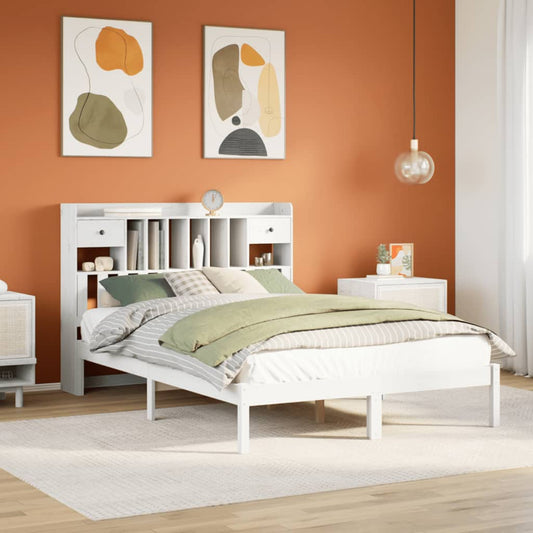 Bed met boekenkast zonder matras grenenhout wit 140x190 cm Bedden & bedframes | Creëer jouw Trendy Thuis | Gratis bezorgd & Retour | Trendy.nl